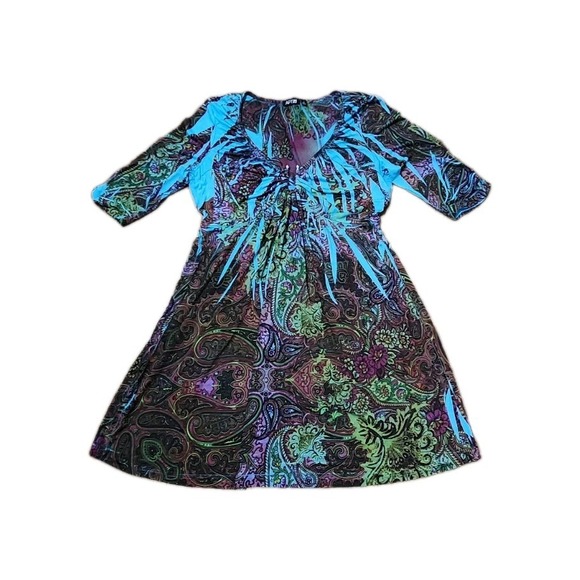 Apt. 9 Tops - APT 9 Womens Multicol Top Dress Tattoo Print V Neckline 3/4 Sleeve Size Medium